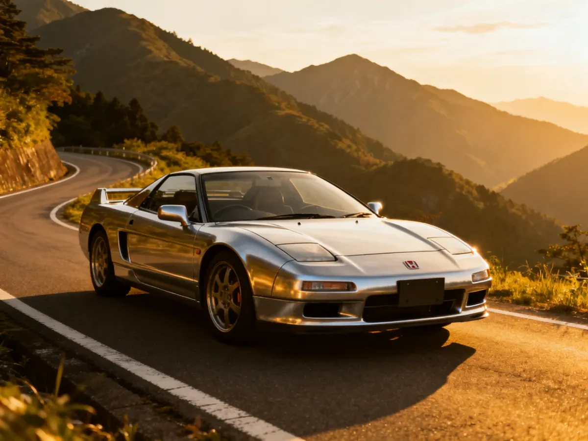 Honda NSX na górskiej drodze wśród japońskiego krajobrazu