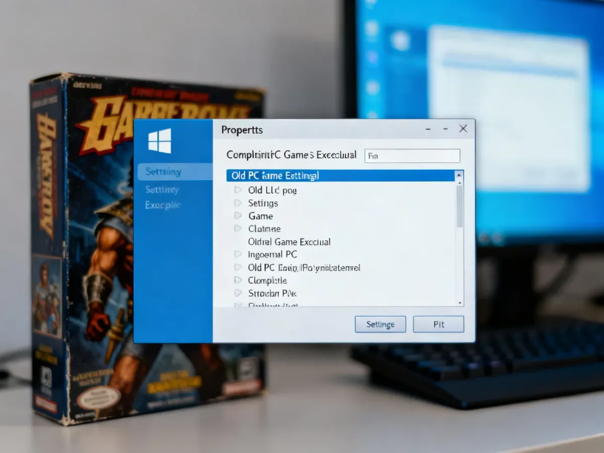 Okno ustawień zgodności pliku gry w systemie Windows
