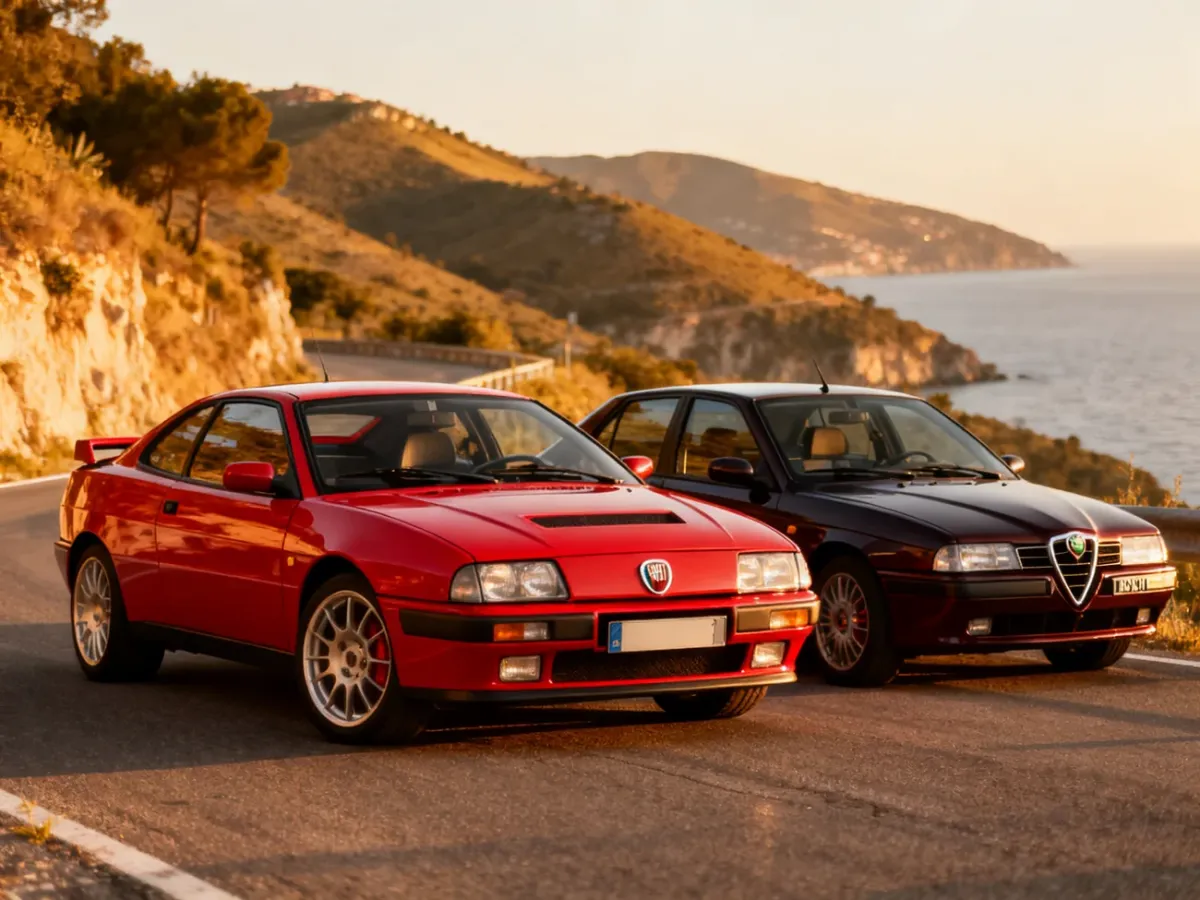 Fiat Coupe i Alfa Romeo 155 na włoskiej drodze