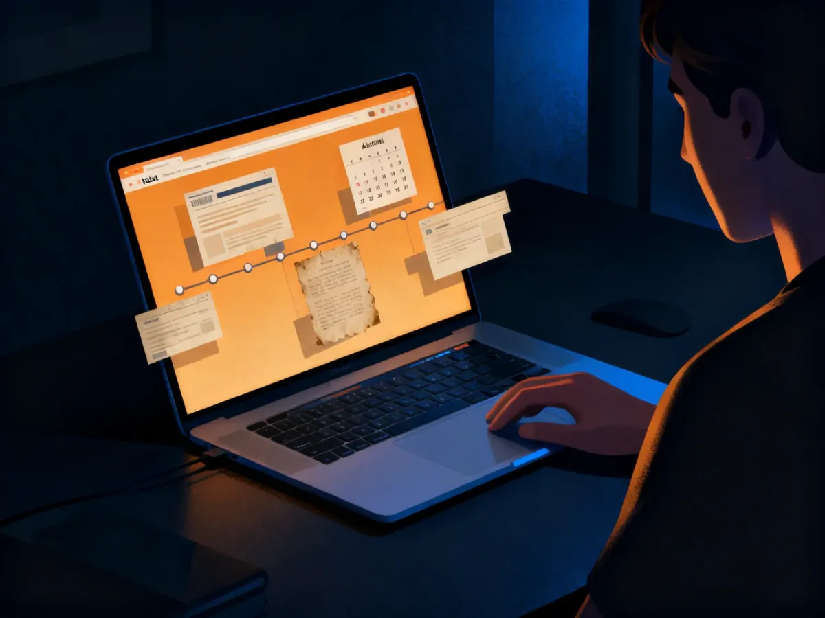 Przeglądanie archiwalnej wersji dawnej strony internetowej na laptopie
